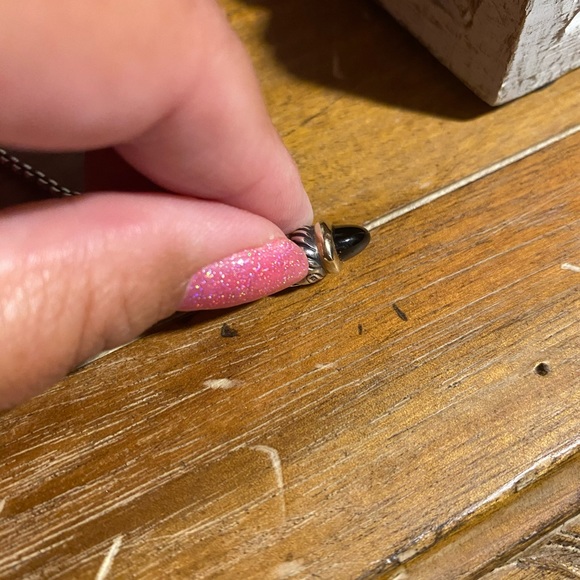 David Yurman Silver & Gold Black Onyx Necklace - Picture 5 of 6